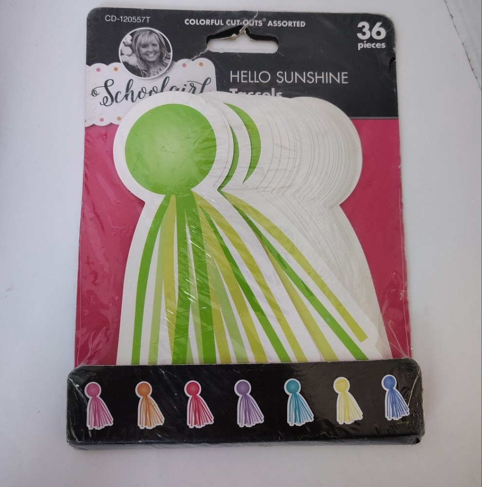 Schoolgirl Style Hello‎ Sunshine Cut-Out Tassels 36 pc Assorted Colors CD-120557